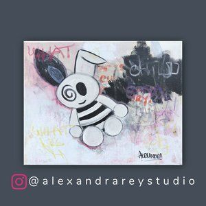 Rebel Bunny Acrylic Painting - Colorful, Expressionist Painting